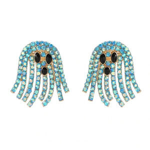 NWOT Halloween Ghost Earrings Rhinestone Ghost Party Fashion Fall Winter Blue